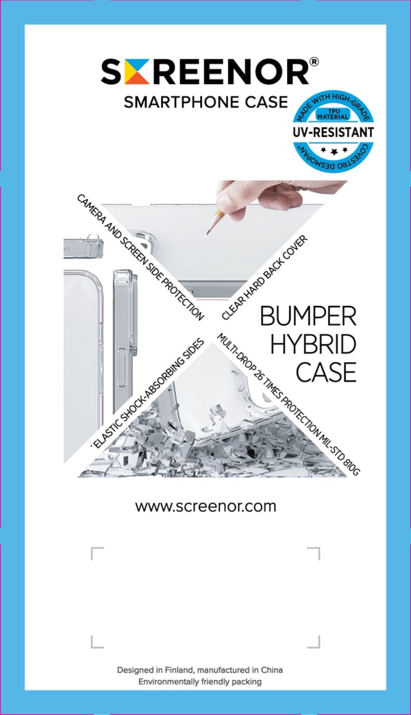 Pikkukuva 5 / 5: Screenor BUMPER matkapuhelimen suojakotelo 16 cm (6.3") Suojus Läpinäkyvä