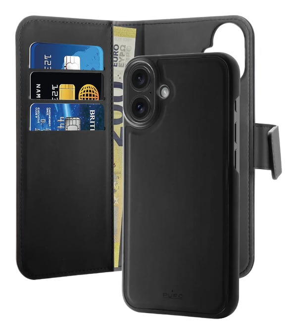 PURO Wallet Detachable mobiltelefon etui 15,5 cm (6.1") Tegnebogsetui Sort