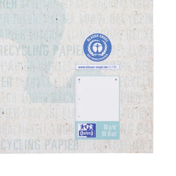 Oxford Recycling Collegeblock blok og notesblok A4+ 80 ark Turkisfarve