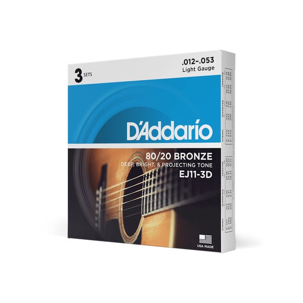 Miniatyrbild 4 av 4: D'Addario EJ11-3D musikinstrumentsträng Akustisk 18 styck Gitarr