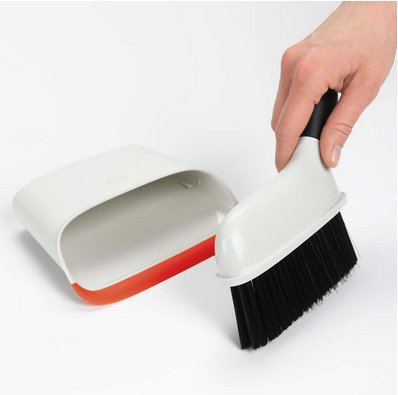 OXO Compact Dustpan & Brush Set Sort, Rød, Hvid