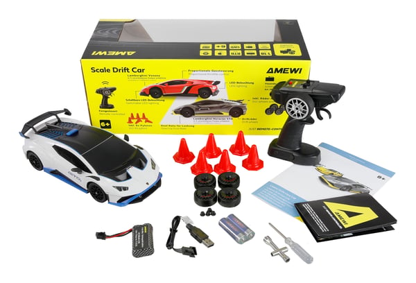Miniatyrbillede 5 af 9: Amewi RC Drift Licens Lamborghini Huracan hvid