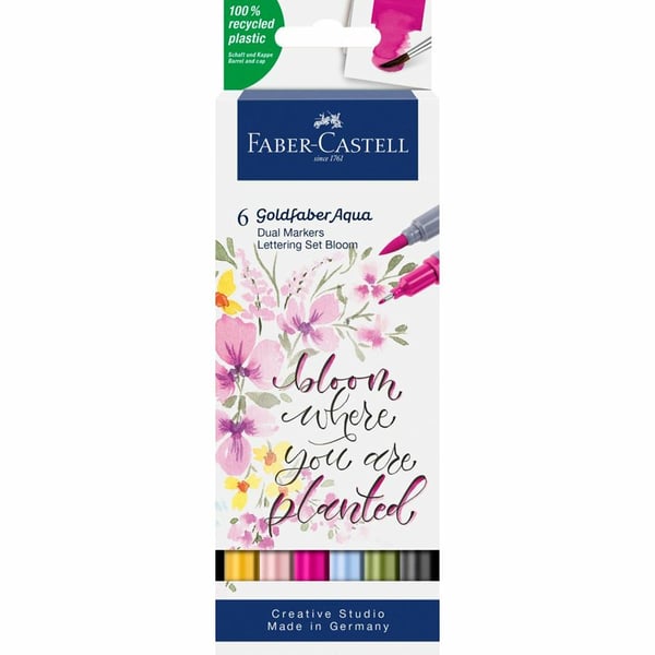 Pikkukuva 1 / 7: Faber-Castell Goldfaber Aqua Dual kuitukärkikynä Hienojakoinen Musta, Vihreä, Vaaleansininen, Vaalea pinkki, Magenta, Keltainen 1 kpl