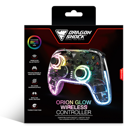 Miniatyrbillede 6 af 7: Dragonshock Orion Glow Sort Bluetooth Gamepad Analog/digital Nintendo Switch