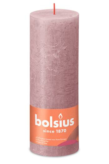 Bolsius Rustiko Shine vokslys Cylinder Rose 1 stk