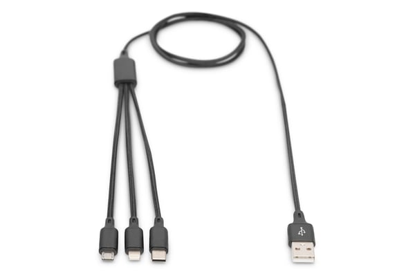 DIGITUS 3-i-1 USB-opladerkabel, 1m
