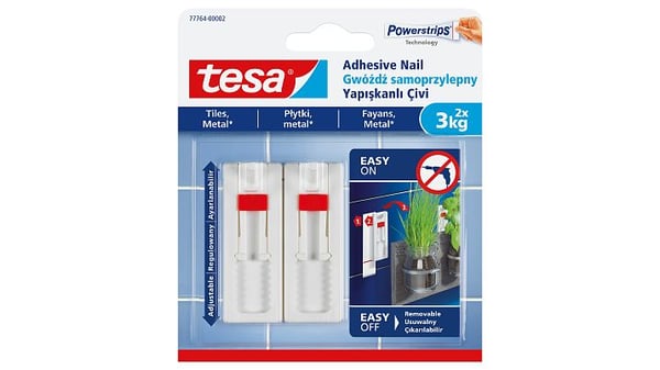 TESA 77764 Sisätila Yleiskoukku Valkoinen 2 kpl TESA 77764 Sisätila Yleiskoukku Valkoinen 2 kpl