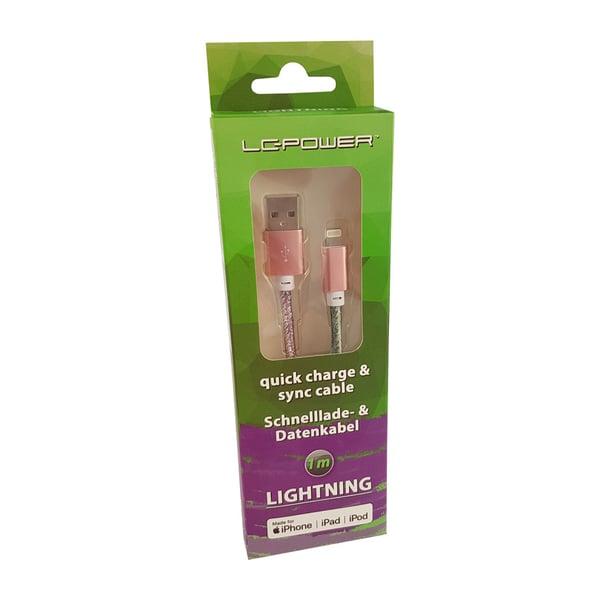 Miniatyrbillede 3 af 3: LC-Power LC-C-USB-LIGHTNING-1M-4 Lightning kabel Flerfarvet