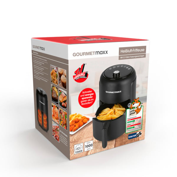 Gourmetmaxx 4067522019701 frituregryde Enkelt 2,3 L Enkeltstående 1000 W Varmluftsteger Sort