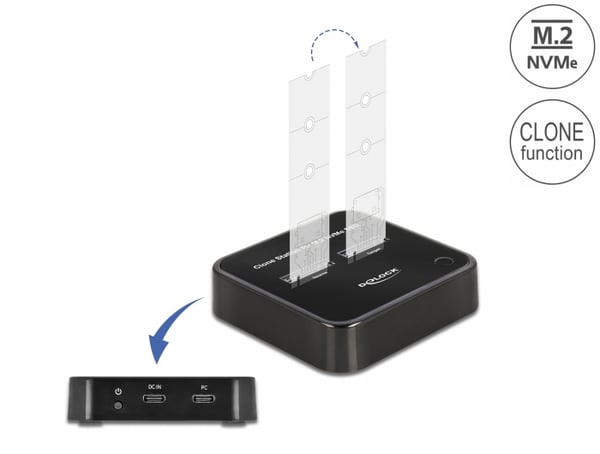 DeLOCK 64177 tallennusaseman telakointiasema USB 3.2 Gen 2 (3.1 Gen 2) Type-C Musta