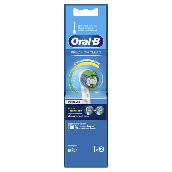 Miniatyrbillede 9 af 9: Oral-B Precision Clean 80338441 børstehoved til elektrisk tandbørste 2 stk Blå, Grøn, Hvid