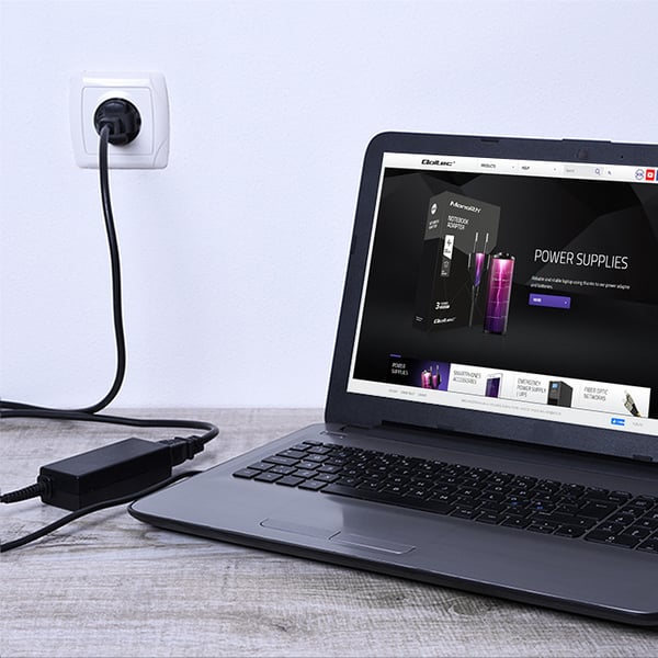 Miniatyrbillede 3 af 7: Qoltec 52395 oplader til mobil enhed Laptop Sort Vekselstrøm Indendørs