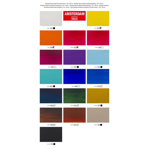 Amsterdam 17791918 akrylfärger 120 ml Svart, Blå, Cyan, Grön, Grå, Magenta, Orange, Röd, Violett, Vit, Gul Rör