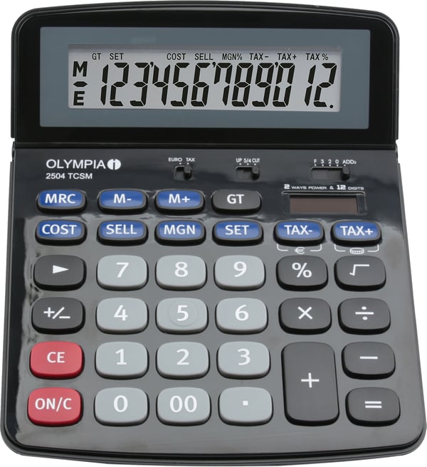 Olympia 2504 regnemaskine Desktop Finansiel Sort, Blå, Grå