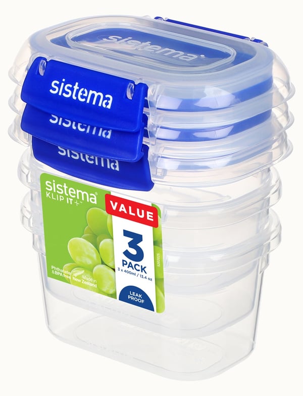 Sistema 881543 matburkar Oval Container 0,4 l Blå, Transparent 3 styck Sistema 881543 matburkar Oval Container 0,4 l Blå, Transparent 3 styck