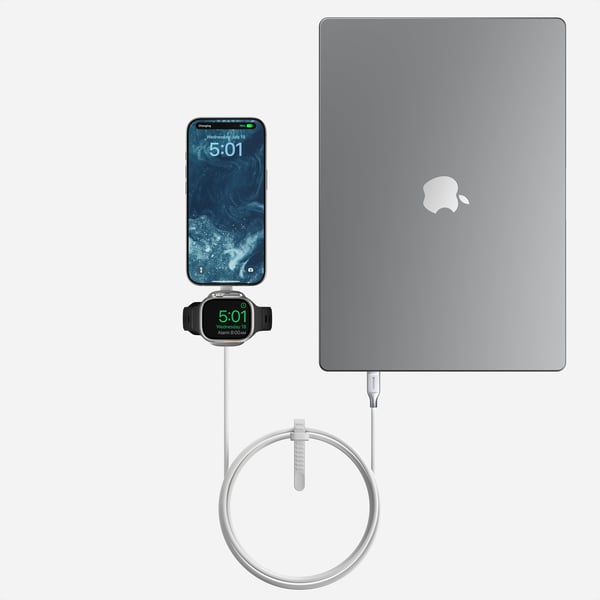 Nomad NM014667858 oplader til mobil enhed Headset, SmartWatch, Tablet, Laptop Sølv, Hvid USB Hurtig opladning Indendørs