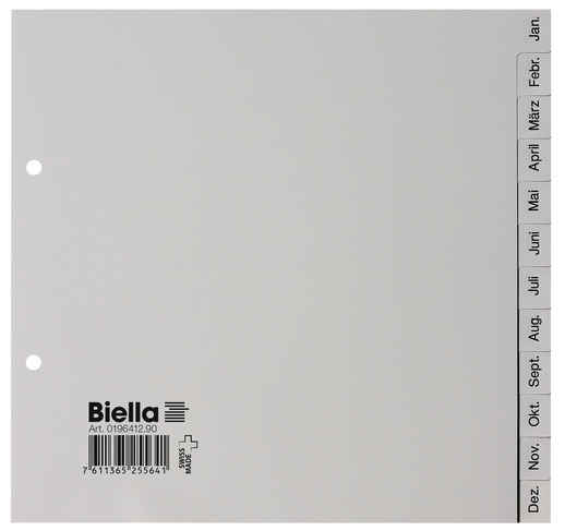 Miniatyrbillede 1 af 2: Biella 0196412.90 faneskiller Alfabetisk faneindeks Polypropylen (PP) Grå, Hvid