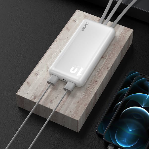 Miniatyrbillede 5 af 5: DUDAO K6Pro Universal 10000mAh Power Bank with USB Cable Type C Lightning white Hvid