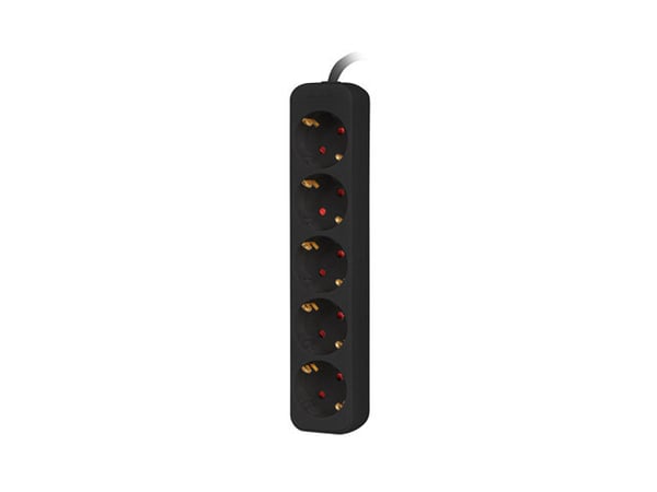 Miniatyrbillede 2 af 4: Lanberg Stikdåse 5x Schuko, Kobber, 3m sort (PS0-05F-0300-BK)