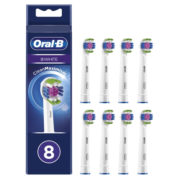 Miniatyrbillede 7 af 9: Oral-B 3D White 80339420 børstehoved til elektrisk tandbørste 8 stk Hvid
