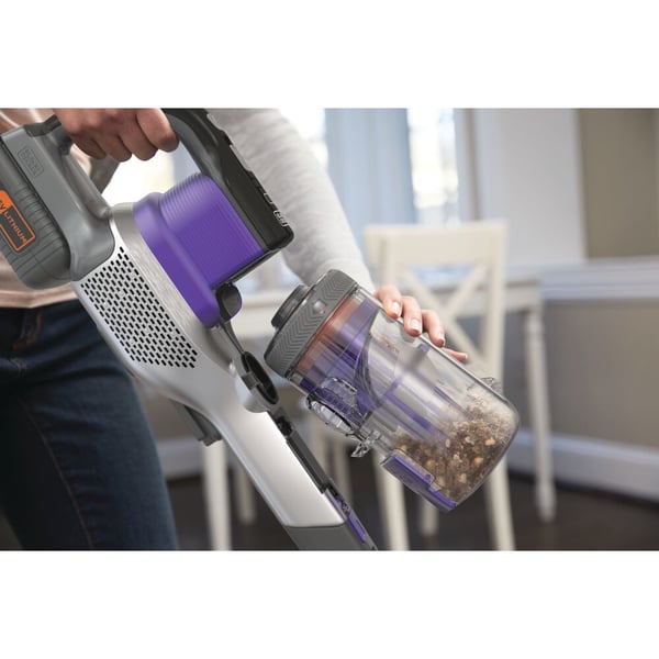 Black & Decker BHFEV362DP upprättstående dammsugare och elektrisk sopborste Skaftdammsugare, 2-i-1 Batteri Torr Utan påse Aluminium, Lila 2 Ah