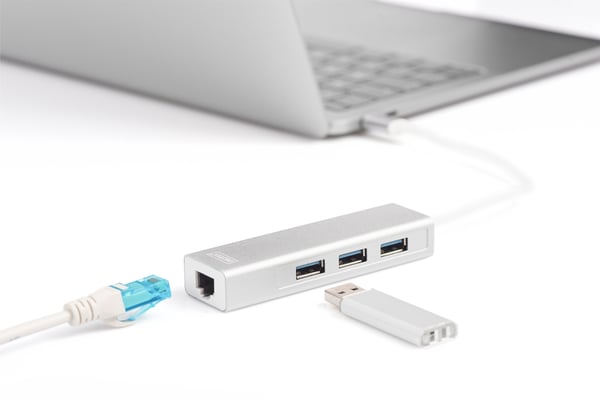 DIGITUS USB Typ C 3-Port Hub + Gigabit Ethernet