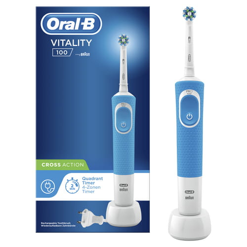 Oral-B Vitality 100 CrossAction Aikuinen Pyörivä/värähtelevä hammasharja Valkoinen