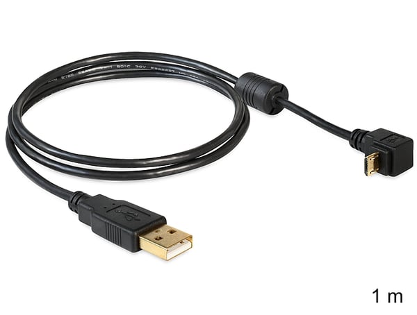 Miniatyrbillede 2 af 2: DeLOCK USB2.0 1m USB-kabel USB A Micro-USB B 0,48 Gbit/sek. Sort