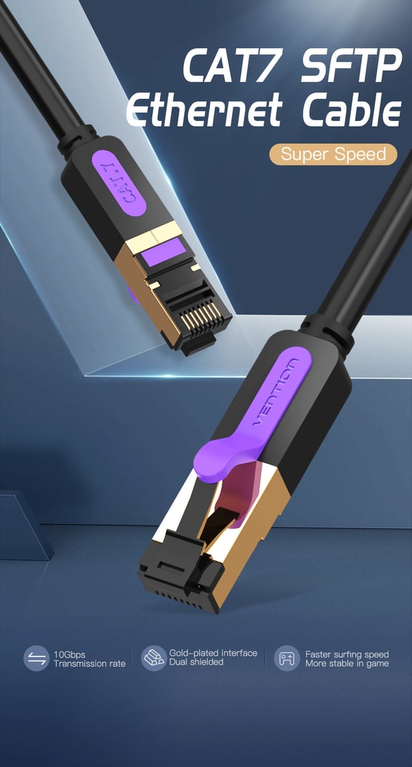 Vention ICDBF netværkskabel Sort 1 m Cat7 S/FTP (S-STP)