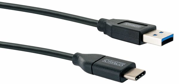 Schwaiger LK 050 C USB-kablar USB 3.2 Gen 2 (3.1 Gen 2) 0,5 m USB A USB C 5 Gbit/s Svart