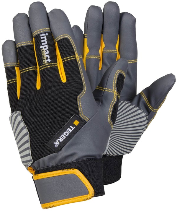 Ejendals TEGERA 9185 Arbetshandskar Svart, Grå, Gul Latex, Nylon, Polyester, Polyuretan