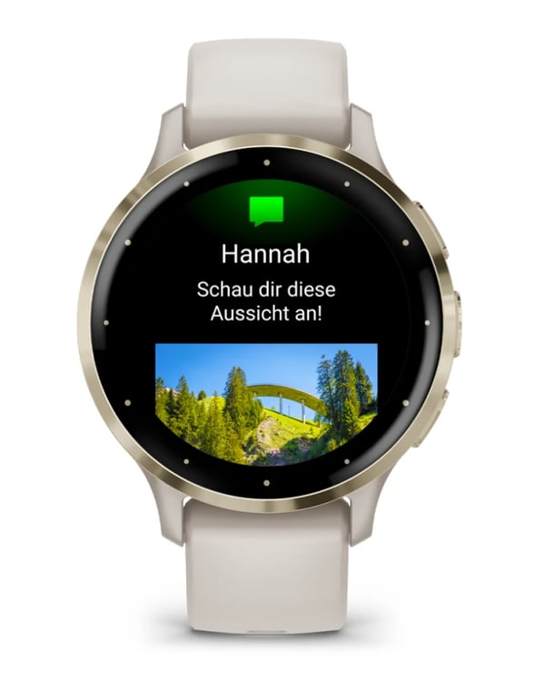 Miniatyrbillede 2 af 8: Garmin Venu 3S 3,05 cm (1.2") AMOLED 41 mm Digital 390 x 390 pixel Berøringsskærm Guld, Elfenben Wi-Fi GPS (satellit)