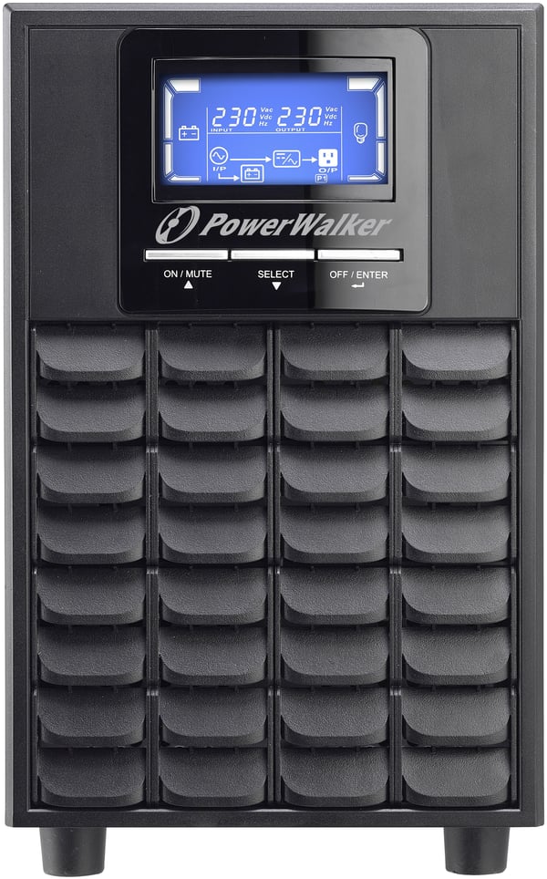 PowerWalker VFI 2000C LCD UPS-virtalähde Taajuuden kaksoismuunnos (verkossa) 2 kVA 1600 W 4 AC-pistorasia(a)