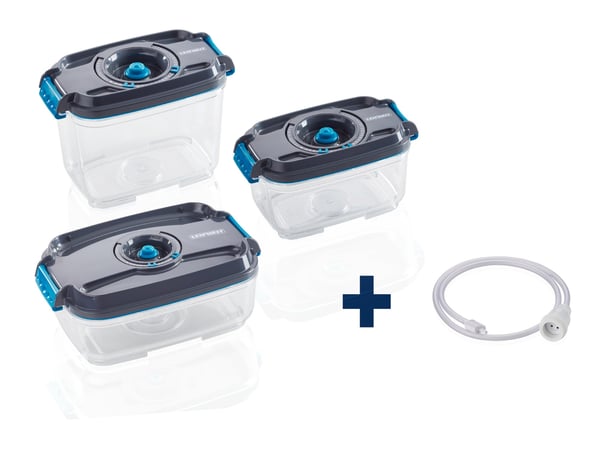 Miniatyrbillede 1 af 3: Leifheit 03233 enhed til madopbevaring Rektangulær Container Sort, Transparent 3 stk