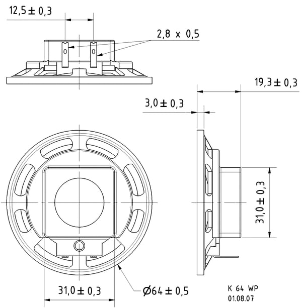 Miniatyrbillede 2 af 2: Visaton K 64 WP 2 W 1 stk Komplet højttalerdriver