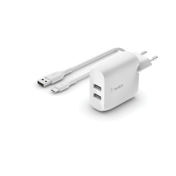 Belkin BoostCharge - Strømforsyning - 24 Watt - 2 udgangsporte (USB)