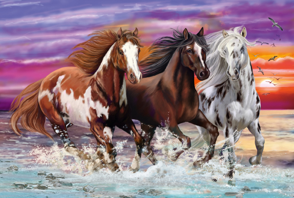 Miniatyrbillede 2 af 2: Schmidt Spiele Trio of wild horses Puslespil 200 stk Dyr