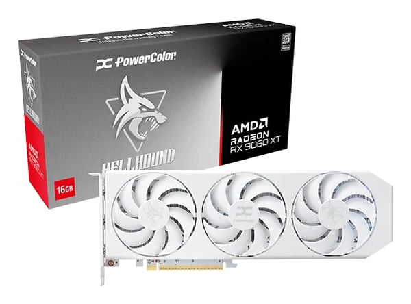 Miniatyrbild 8 av 8: PowerColor Hellhound Radeon RX 9060 XT Spectral White AMD 16 GB GDDR6