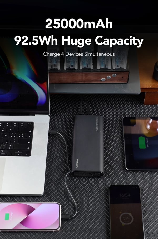 VEGER TC130 basstationer Litium-Ion (Li-Ion) 25000 mAh Svart