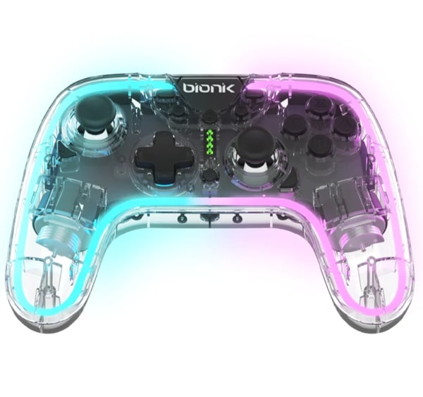 BIONIK NEOGLOW Transparent RF Gamepad Android, Nintendo Switch, PC