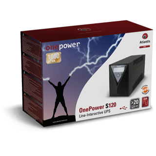 Miniatyrbillede 4 af 4: Atlantis Land OnePower S120 UPS-enhed Interaktivt indgangsstik 1 kVA 500 W 4 AC stikkontakt(er)