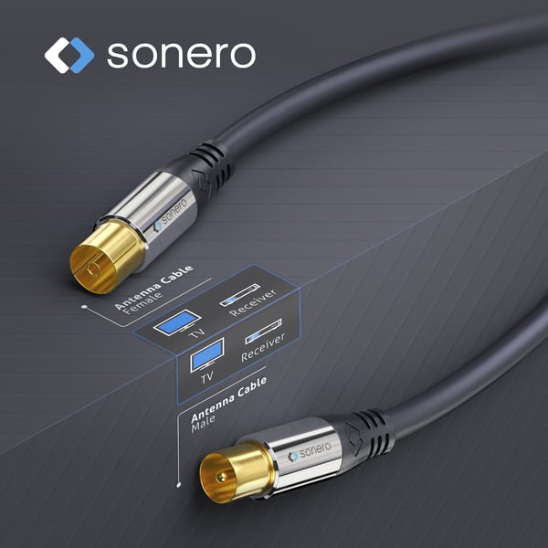 Miniatyrbild 3 av 4: sonero S-AC000-100 koaxialkablar 10 m IEC Svart