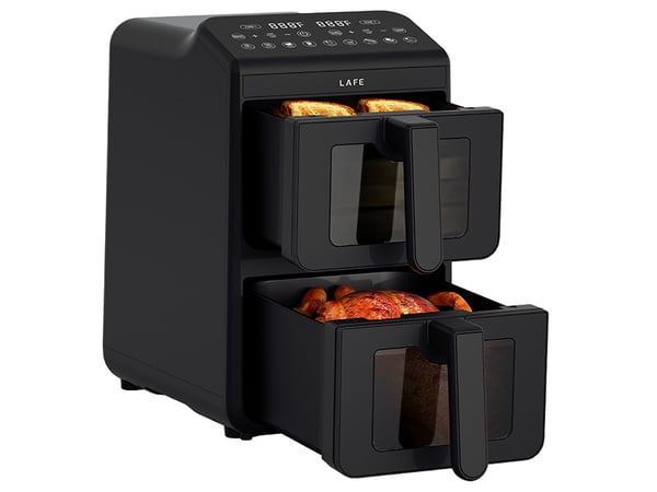 Lafe Dual Fry 10 L Dobbelt Enkeltstående 2460 W Varmluftsteger Sort Lafe Dual Fry 10 L Dobbelt Enkeltstående 2460 W Varmluftsteger Sort