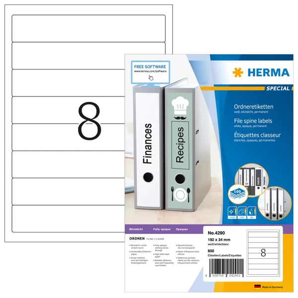 HERMA 4290 utskriftsbara etiketter Vit Självhäftande skrivaretikett