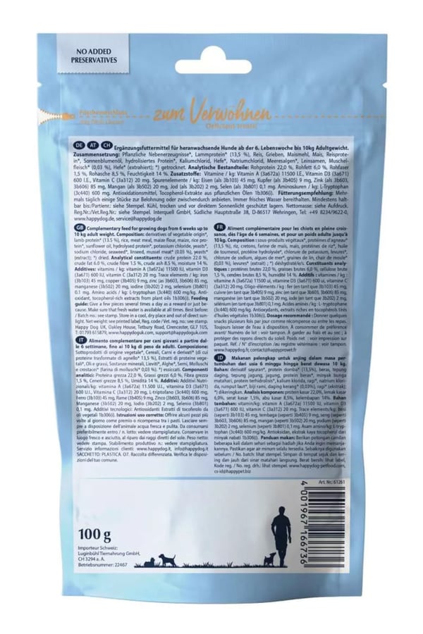 Happy Dog Soft Snack Mini Puppy Hund Snacks Lam, Ris 100 g