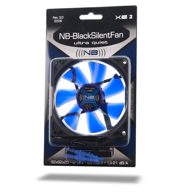 Noiseblocker XE2 Computerkølesystem Computerkabinet Ventilator Sort, Blå