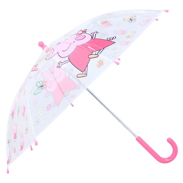 Peppa Pig Rainy Days lasten sateenvarjo Läpinäkyvä, Vaaleanpunainen