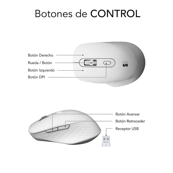 Miniatyrbillede 3 af 7: SUBBLIM SUBMO-EDCUR02 mus Universel Højre hånd Bluetooth + USB Type-A Optisk 1600 dpi