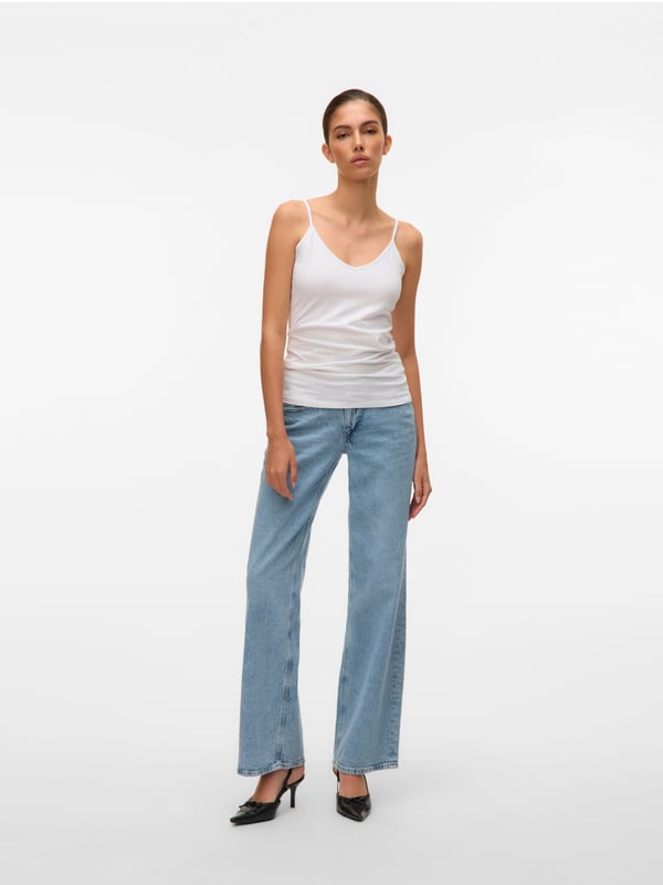 Vero Moda 5713027979208 skjorte & top Tanktop V-hals Ærmeløs Bomuld, Elastin