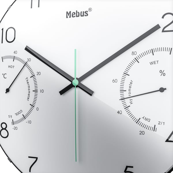 Pikkukuva 4 / 5: Mebus 16106 Quarz-Wanduhr Kvartsikello Pyöreä Musta, Valkoinen